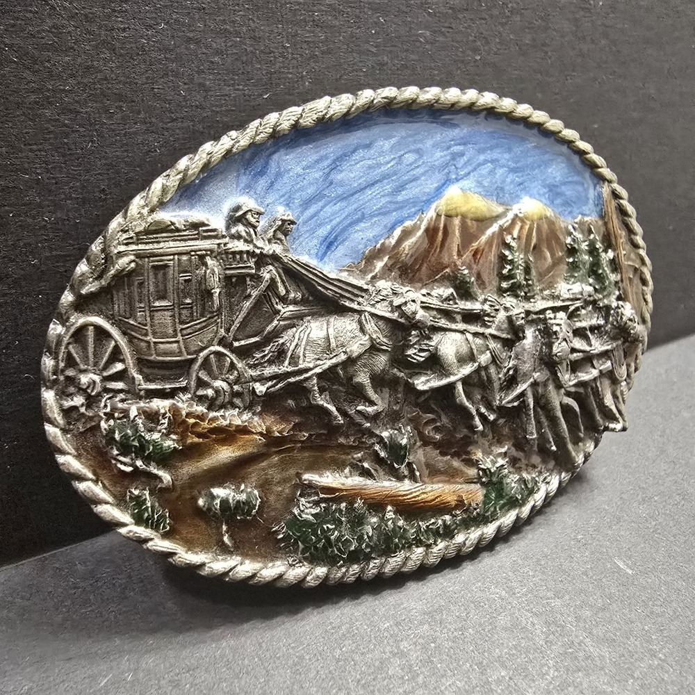 Siskiyou Buckle Co‎ Vintage 1983 Stagecouch Williams Oregon Belt Buckle - Picture 3 of 7